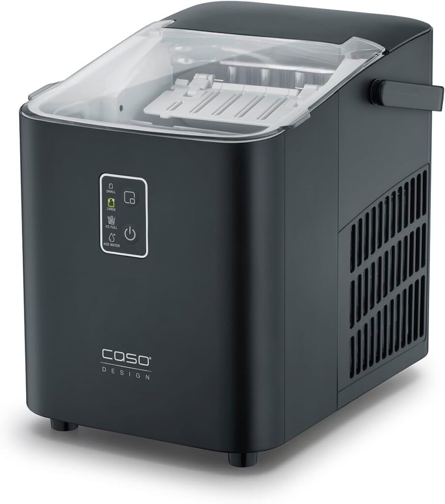 CASO Design IceChef, Compact Ice Cube Maker, Counter-Top Ice Machine For Home and Kitchen, 1L Water Tank, Ice in Just 6 Minutes, 12kg of Ice in 24 Hours, 2 Sizes, Self-Cleaning Ice Cube Maker Machine
