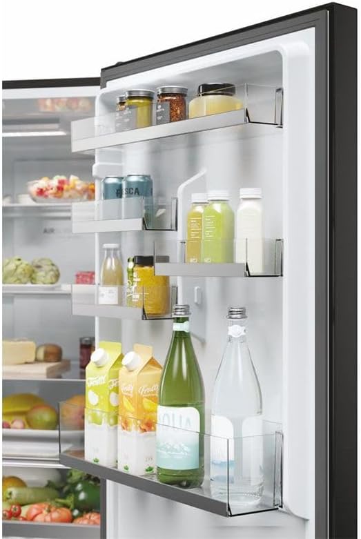 Haier Series 1 2D 60 HDW1618DNPD (UK) - 185 High x 60 Wide cm - 341 Litre Capacity - 60/40 Split - Frost Free - Freestanding - Fridge Freezer - Dark Inox - D Rating           [Energy Class D]