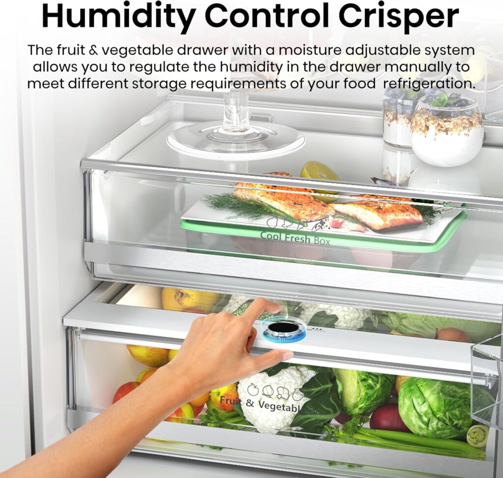 Hisense RF632N4WIE 70cm Freestanding French Door Fridge Freezer Metallic with Water Dispenser  Metal cooling 70 × 200 × 69.4 cm (W×H×D)           [Energy Class E]