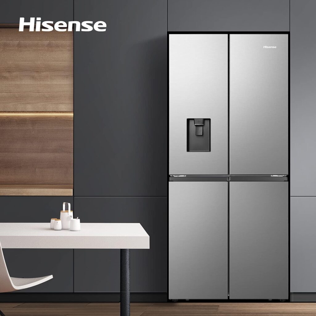 Hisense RQ560N4WCF Freestanding American Fridge Freezer Cross Door, No Frost, 454 liters, Stainless Steel - F Rated, Noise level: 41 decibels           [Energy Class F]