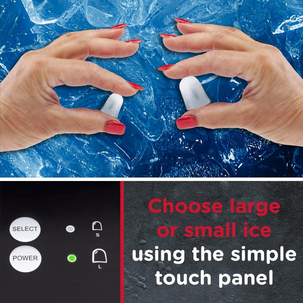 Sensio Home Ice Cube Maker Countertop Machine 9 Ice Cubes in Minutes, 12KG of Ice in 24 Hours, Large Small Ice, Self Cleaning, With Ice Basket Scoop for Home Kitchen Bar Office