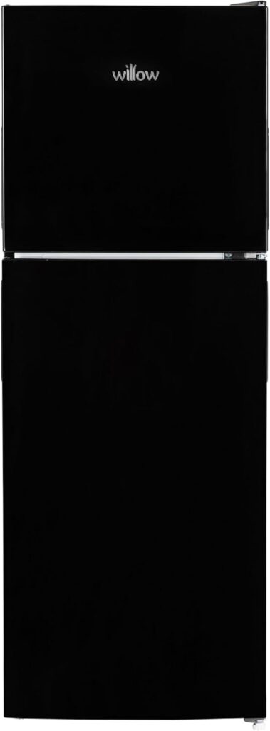 Willow WTM138B 138L Small Fridge Freezer with Adjustable Thermostat, Top Mount Slimline Fridge Freezer, Mark Proof Finish - Black           [Energy Class E]