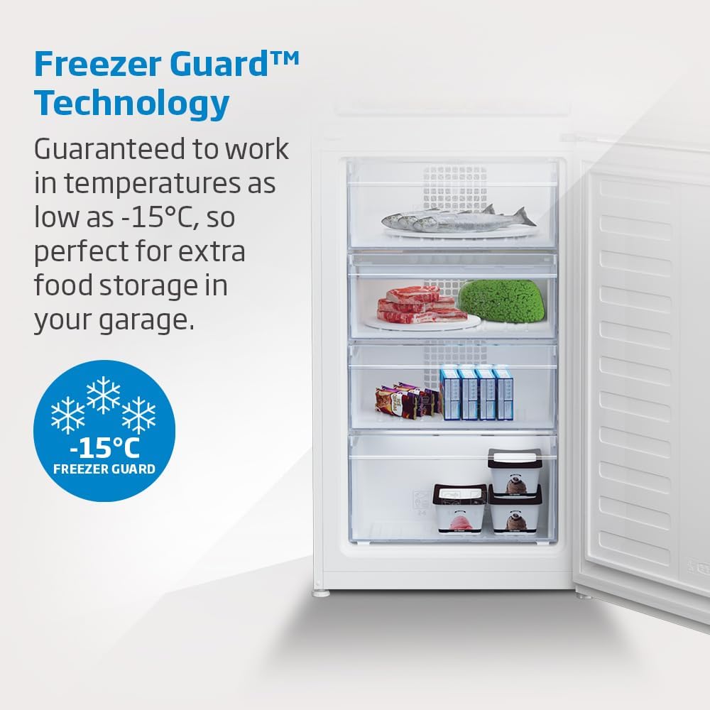 Beko CFG4501W Fridge Freezer | 50/50 Freestanding Frost Free | E Rated Energy Class| Large 286 Litre Capacity | Freezer Guard | LED Light           [Energy Class E]