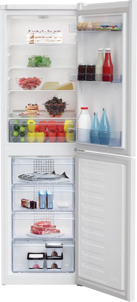 Beko CFG4582W Fridge Freezer | 50/50 Freestanding Frost Free | E Rated Energy Class| Large 270 Litre Capacity | Freezer Guard | LED Light           [Energy Class E]