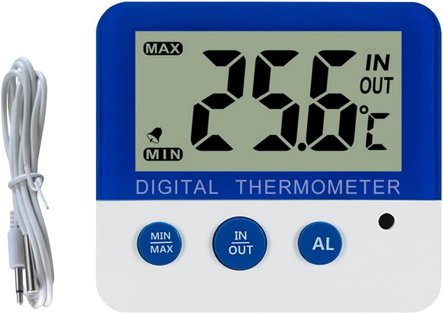 Gellvann Digital Freezer/Fridge Thermometer with Magnet and Stander Digital Freezer Thermometer with LED Alarm Indicator Max/Min Freezer Thermometer for Kitchen Home
