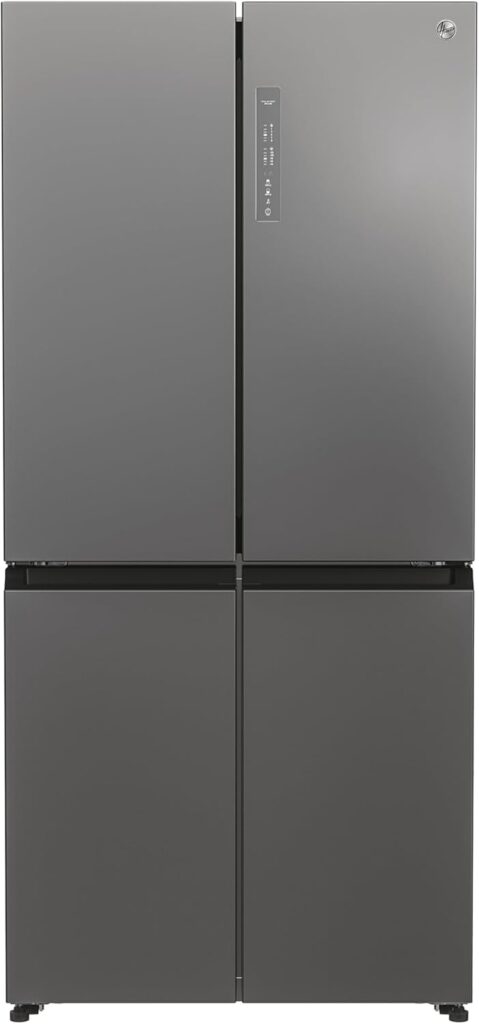 Hoover H-FRIDGE 700 MAXI Freestanding American Fridge Freezer, 4 Doors, Total No Frost Technology, E Class, 467L Total Capacity, Smart Inverter Compressor, Gentle Silver, 83x65x182 cm - HHCR3818ENPL           [Energy Class E]