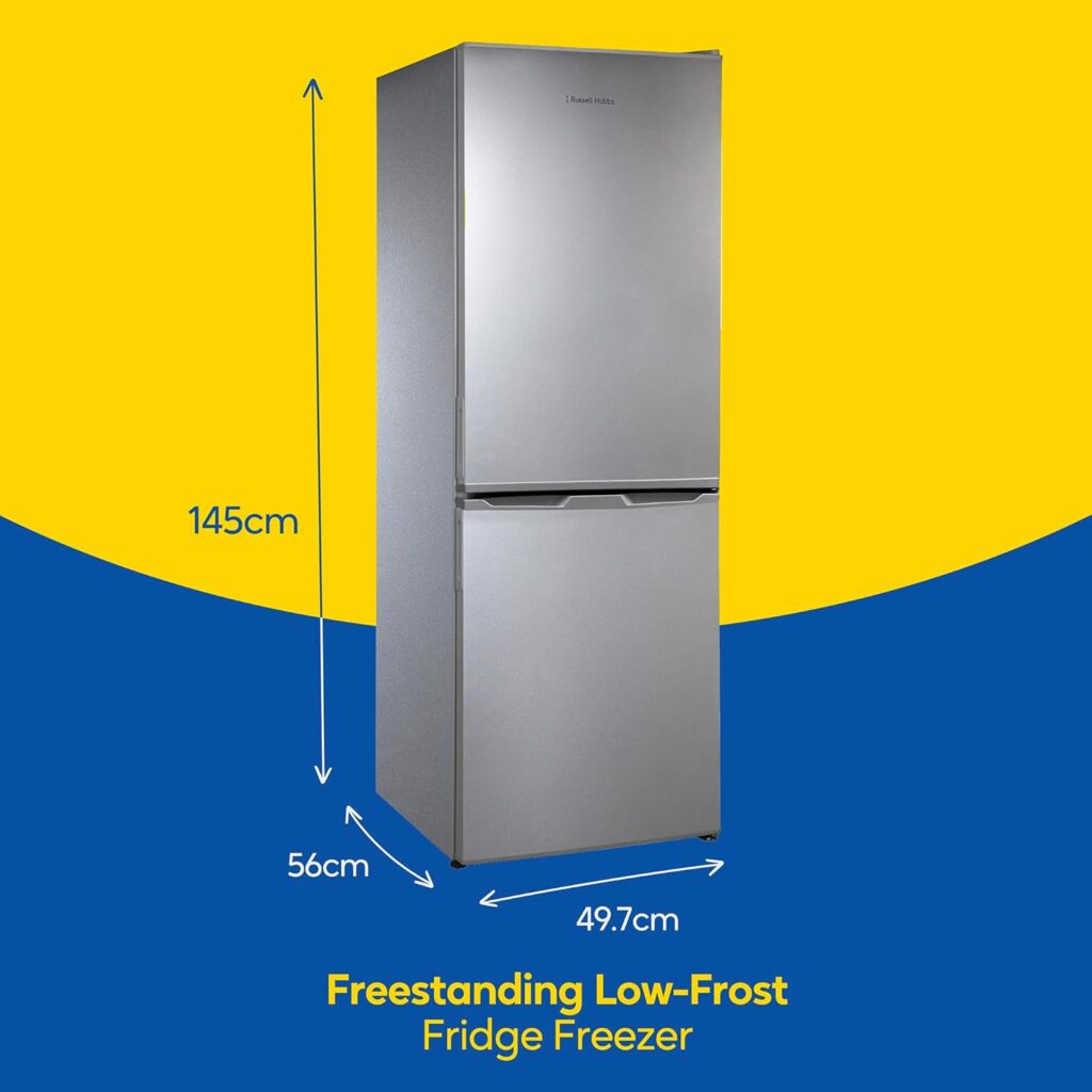 Russell Hobbs Fridge Freezer Low Frost Silver 60/40, 174 Total Capacity, Freestanding 50cm Wide 145cm High, Fast Freeze, Adjustable Thermostat, 2 Year Guarantee RH145FF501E1S           [Energy Class E]