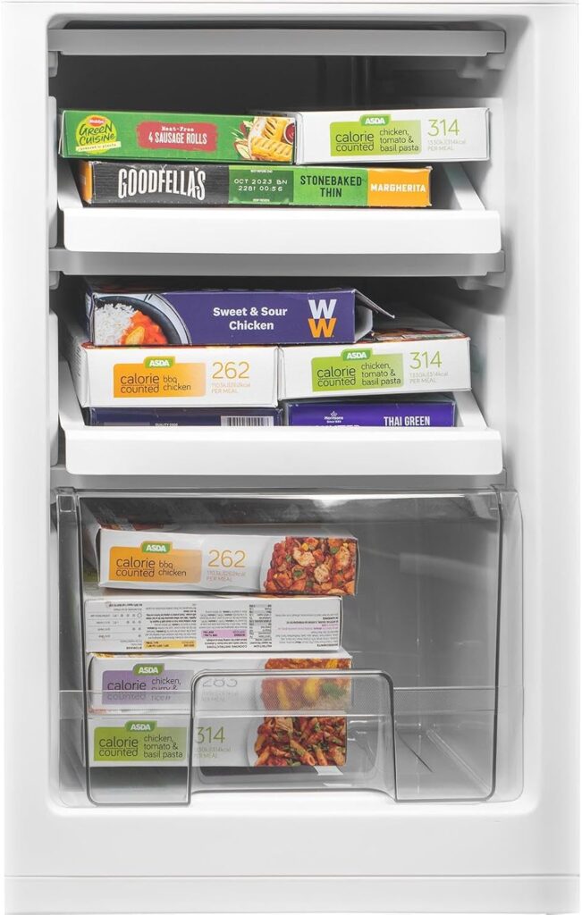 SIA SFF1490W 60/40 Split Freestanding 153L Combi Fridge Freezer with 4* Freezer Compartment in White, Includes 2 Years Parts  Labour Warranty           [Energy Class F]