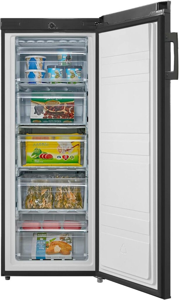 Tall Upright Fridge  Freezer Pack in Black, 55 x 142cm tall, Side-by-Side           [Energy Class F]