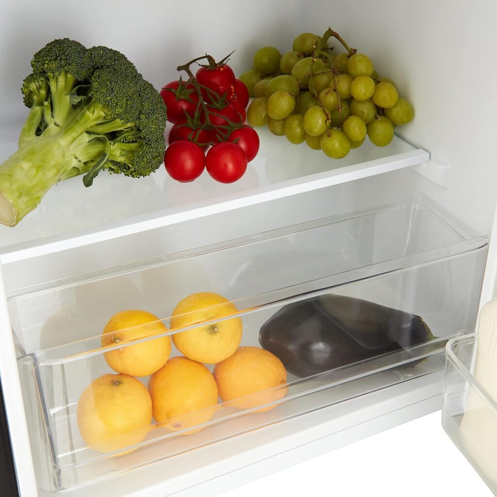 UCFR88BK under counter Freestanding Fridge in Black - 93 Litre Capacity - Adjustable Temperature Control  Legs - Reversible Door           [Energy Class F]