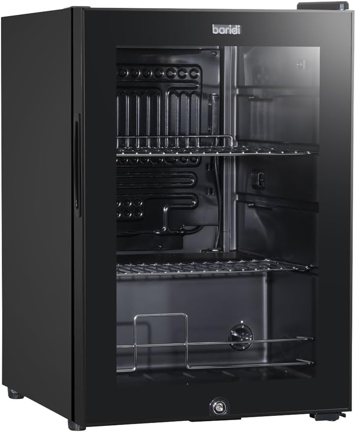60L Under Counter Wine Beer Drinks Fridge Cooler - Black  Glass 74x 330ml Cans