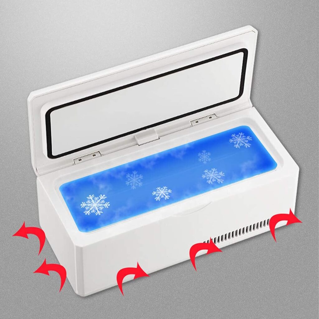 AMAZOM Insulin Refrigerator Portable 3-5 Insulin Pens Cooling Box Mini Rechargeable Large Screen Digital Display Small Household Car Use, White