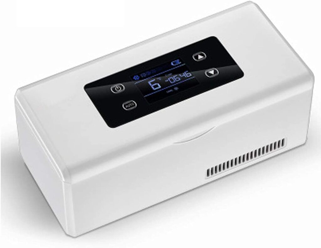 AMAZOM Insulin Refrigerator Portable 3-5 Insulin Pens Cooling Box Mini Rechargeable Large Screen Digital Display Small Household Car Use, White