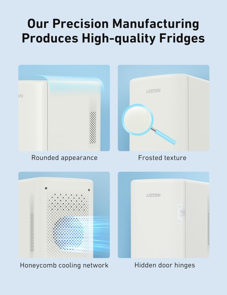 AstroAI Mini Fridge 6 Litre / 8 Can | Cooler and Warmer | AC/DC | Small Fridge for Bedrooms, Car, Drinks, Beauty, Skincare, Travel (Beige)