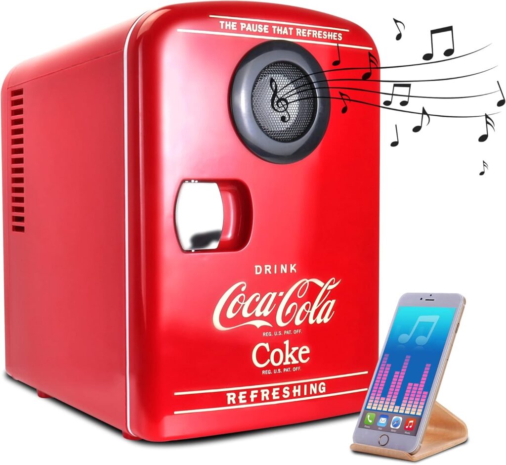 Coca Cola Mini Fridge For Bedrooms 25L Cool Box 28 Can Table Top Fridge 12V Portable Cooler Warmer Coke Bar Mini Fridges Display Window LED Light Ideal Home Office Drinks RV Camping Car Travel Red           [Energy Class A]