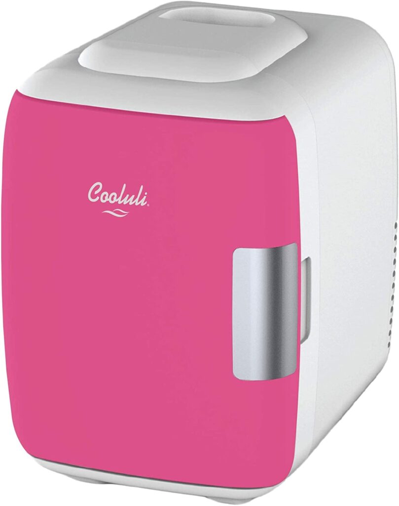 Cooluli Skincare Mini Fridge for Bedroom - Car, Office Desk  Dorm Room - Portable 4L/6 Can Electric Plug In Cooler  Warmer for Food, Drinks, Beauty  Makeup, 12v AC/DC  Exclusive USB, Fuchsia