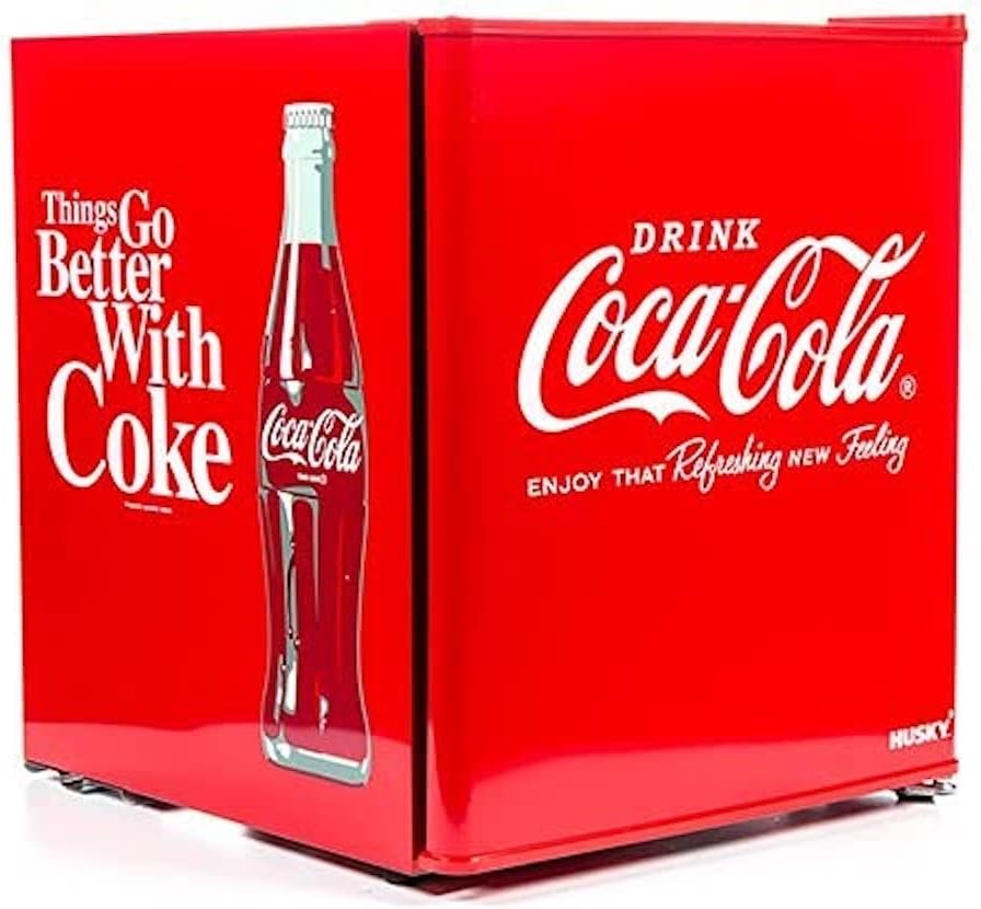 Husky HUS-EL196 Coca Cola Design Mini Fridge/Drinks Cooler, Red           [Energy Class F]