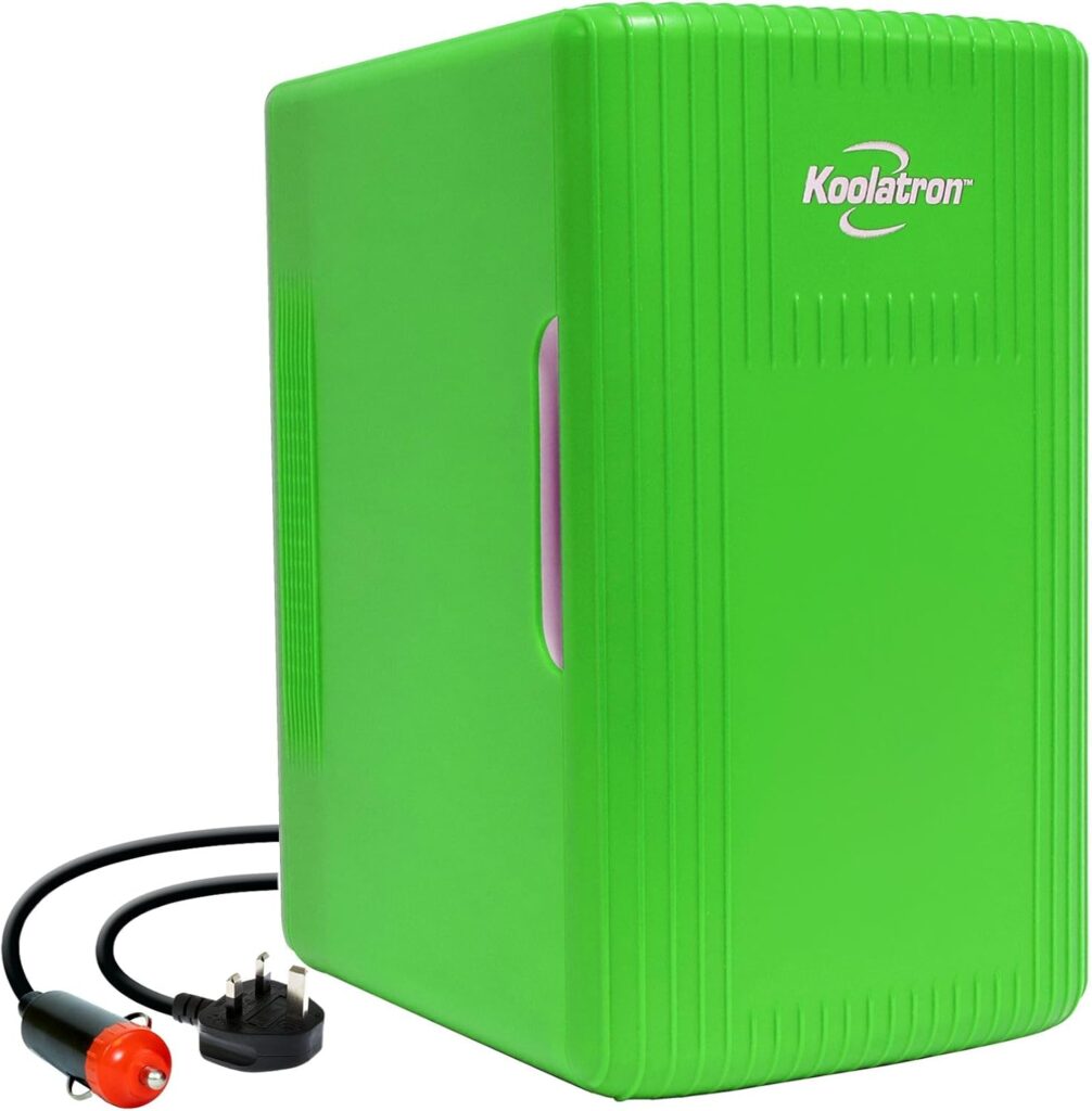 Koolatron Retro Mini Fridge For Bedrooms 6L Small 12V Portable Cooler Warmer Refrigerator 8 Can Table Top Quiet Mini Fridges For Food Drinks Skincare Kids Travel Home Car Green