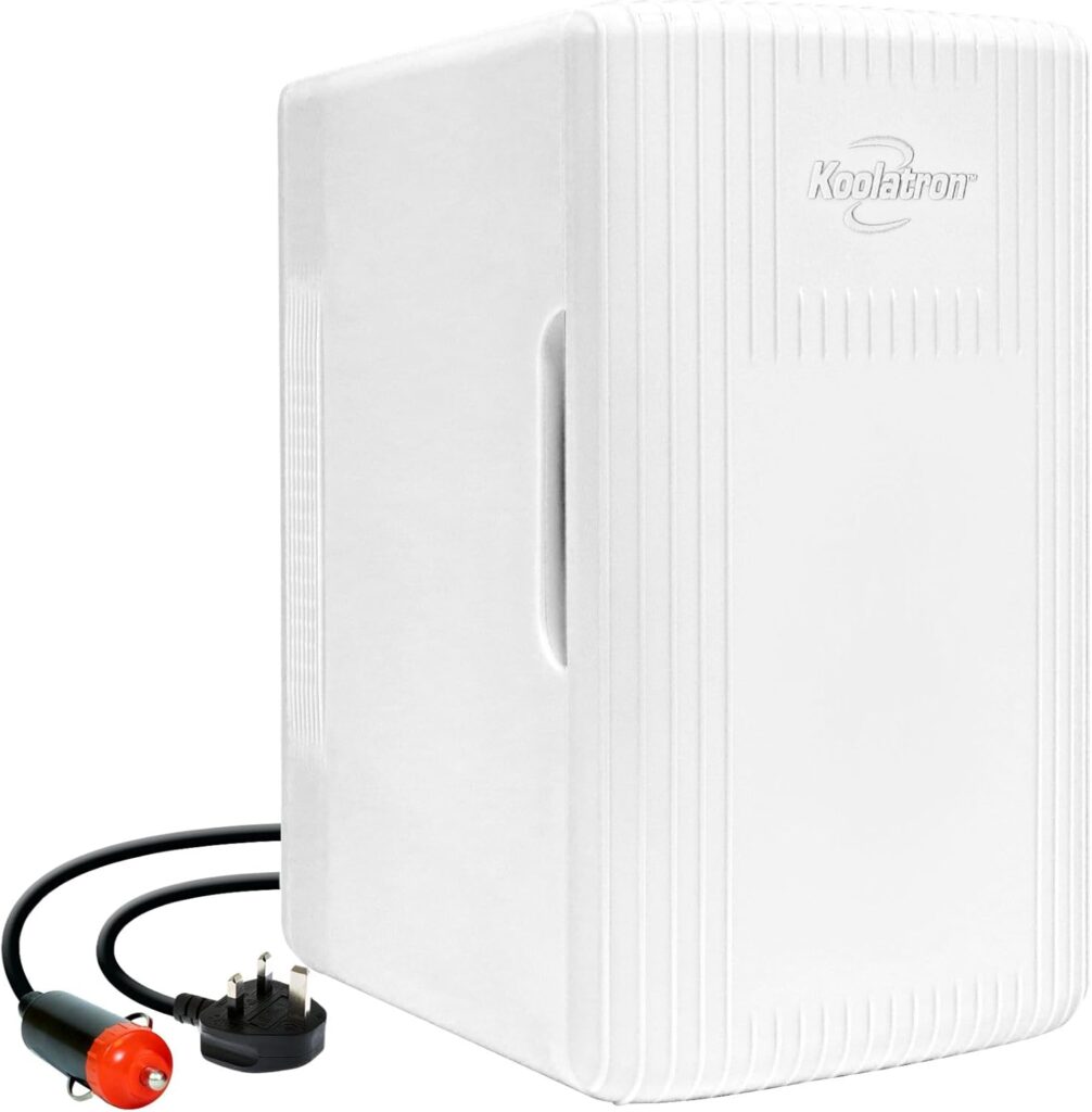 Kooltron Retro 6L Mini Fridge For Bedrooms Small 8 Can Table Top 12V Portable Cooler Warmer Refrigerator Quiet Mini Fridges For Skincare Food Drinks Kids Home Car  Travel White