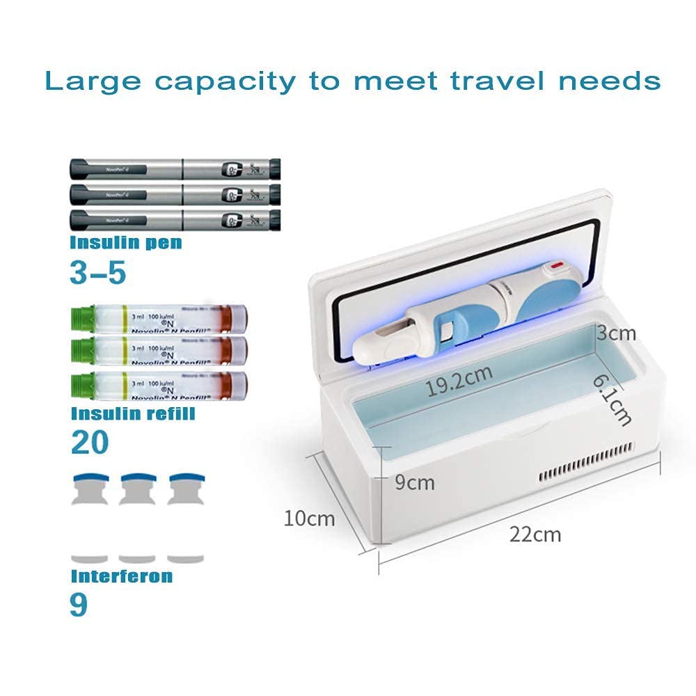 Mini Medicine Refrigerator and Insulin Cooler for Car,Small Fridge Case Portable Insulin Refrigerator Travel,Outdoor Home - Box for Medication,with Battery, Intelligent Temperature Control,Alarm