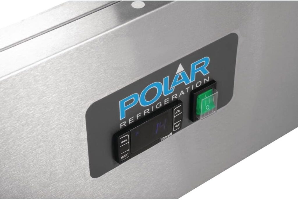 Polar G-Series Single Door Saladette Counter Fridge in Stainless Steel - Powerful Fan Assisted Cooling - Long Lasting and Hard Working - 88L           [Energy Class A]