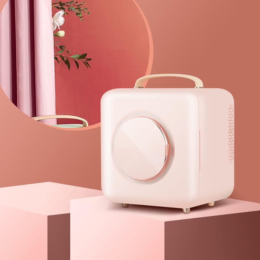 Rainbow_Road Mini Beauty Fridge,9L Makeup Refrigerator with Mask Heating Function, Portable Personal Skincare Fridge for Skincare Products, Cosmetics,Face Masks (Pink)