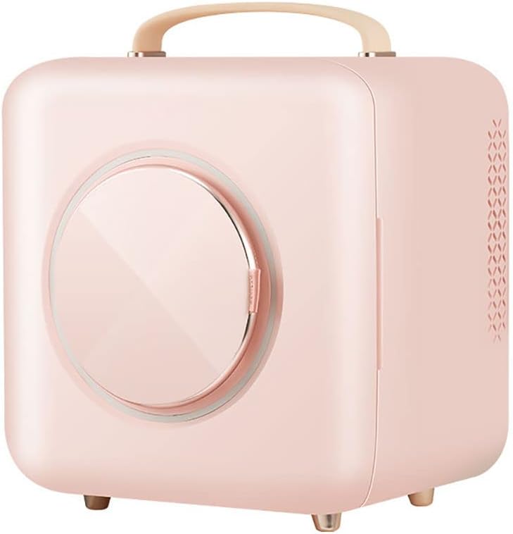 Rainbow_Road Mini Beauty Fridge,9L Makeup Refrigerator with Mask Heating Function, Portable Personal Skincare Fridge for Skincare Products, Cosmetics,Face Masks (Pink)