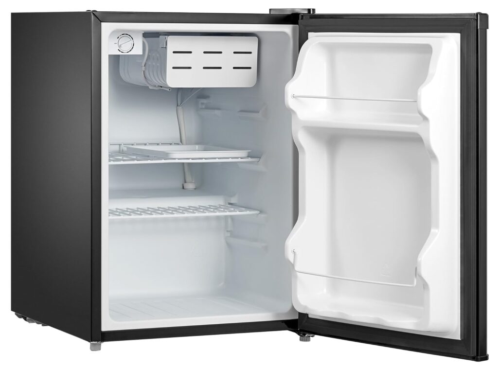 Russell Hobbs RHTTF67B 66 Litre Reversible Doors Table Top Mini Fridge, Black  21641 Textures 2-Slice Toaster, 700-850 W, Black