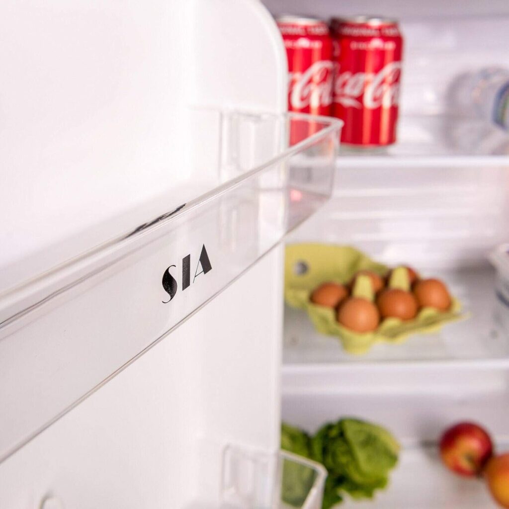 SIA LFS01BL-AMZ1 48cm Black Freestanding 91L Under Counter Larder Fridge  Microwave In White, Freestanding, Analogue Dials, 700W FAM21WH