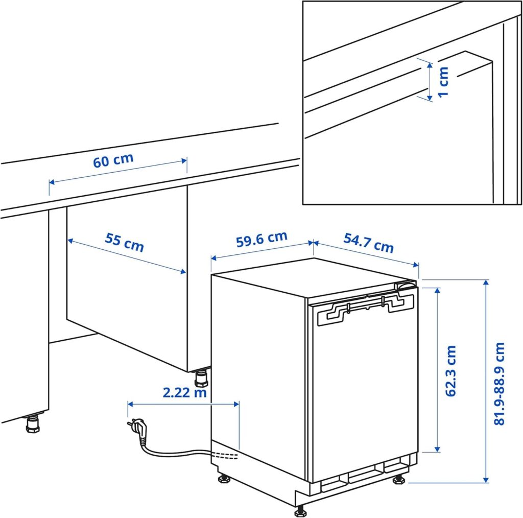 SMÅFRUSEN under counter fridge, 134 l, 500 integrated/white