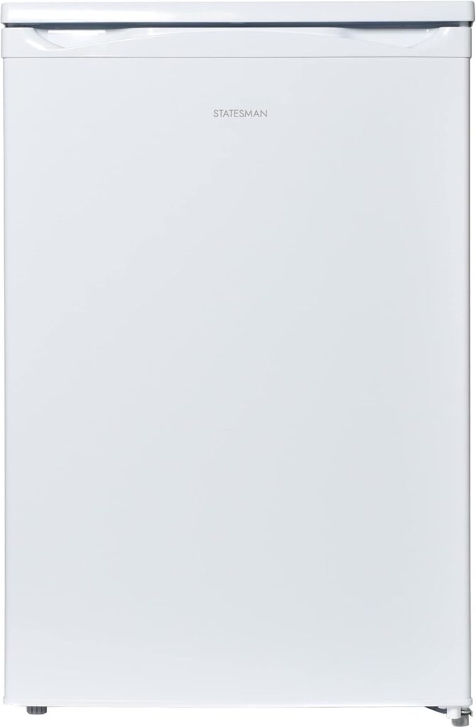 Statesman Freestanding R155W Under Counter Fridge with 4* Ice Box, 55cm, Fridge 97 Litres, Freezer 16 Litres, 1 Adjustable Glass Shelf, Reversible Doors, Internal Light, Large Salad Drawer, White           [Energy Class F]