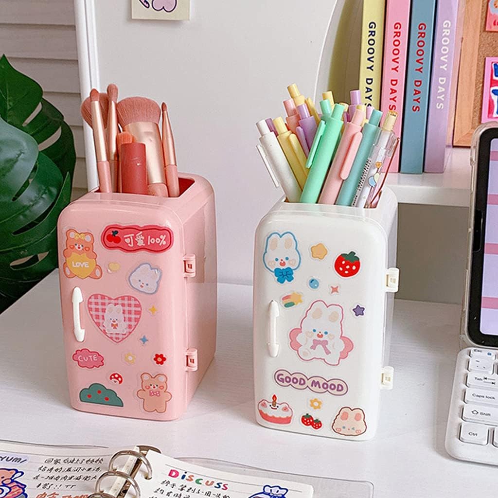 Swetopq Novelty Fridge Pencil lder with 2 Sliding Drawers Cartoon Pen lder Fridge-like Stationery lder Large Capacity