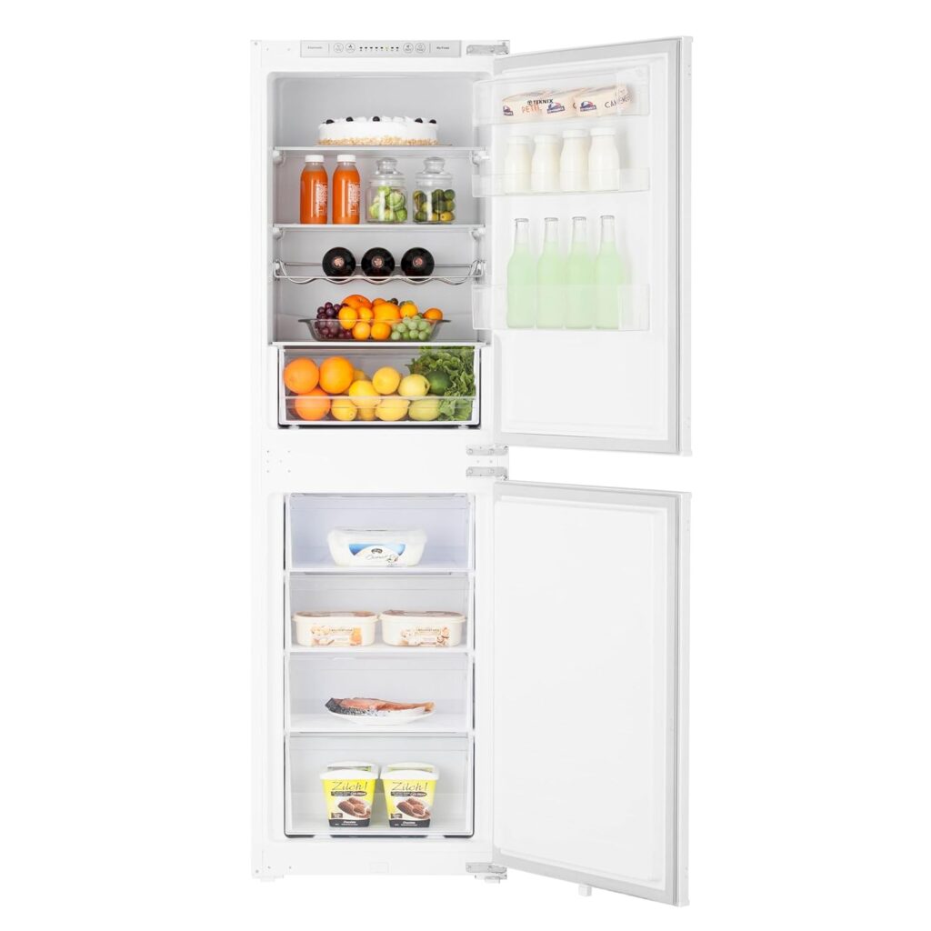 Teknix BITH50FF/E 50/50 Integrated Fridge Freezer - Frost Free - Built-in with 233L Capacity - Digitals Controls - White, H176.8 x W54.0 x D54.0 (cm)