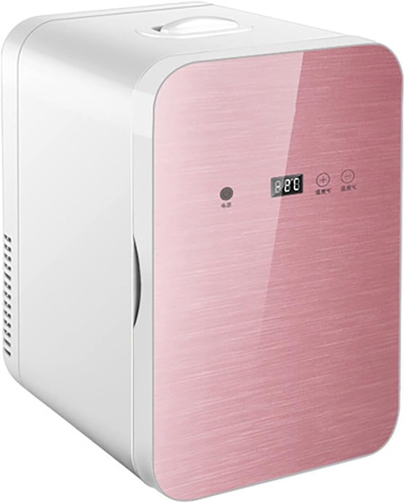 8L Mini Fridge Small Skincare Refrigerator Digital Display Electric Reefer Portable With Temperature Control Food Heater  Beverage Cooler For Car/Camping/Travel AC+DC Power Compatibility(Pink)