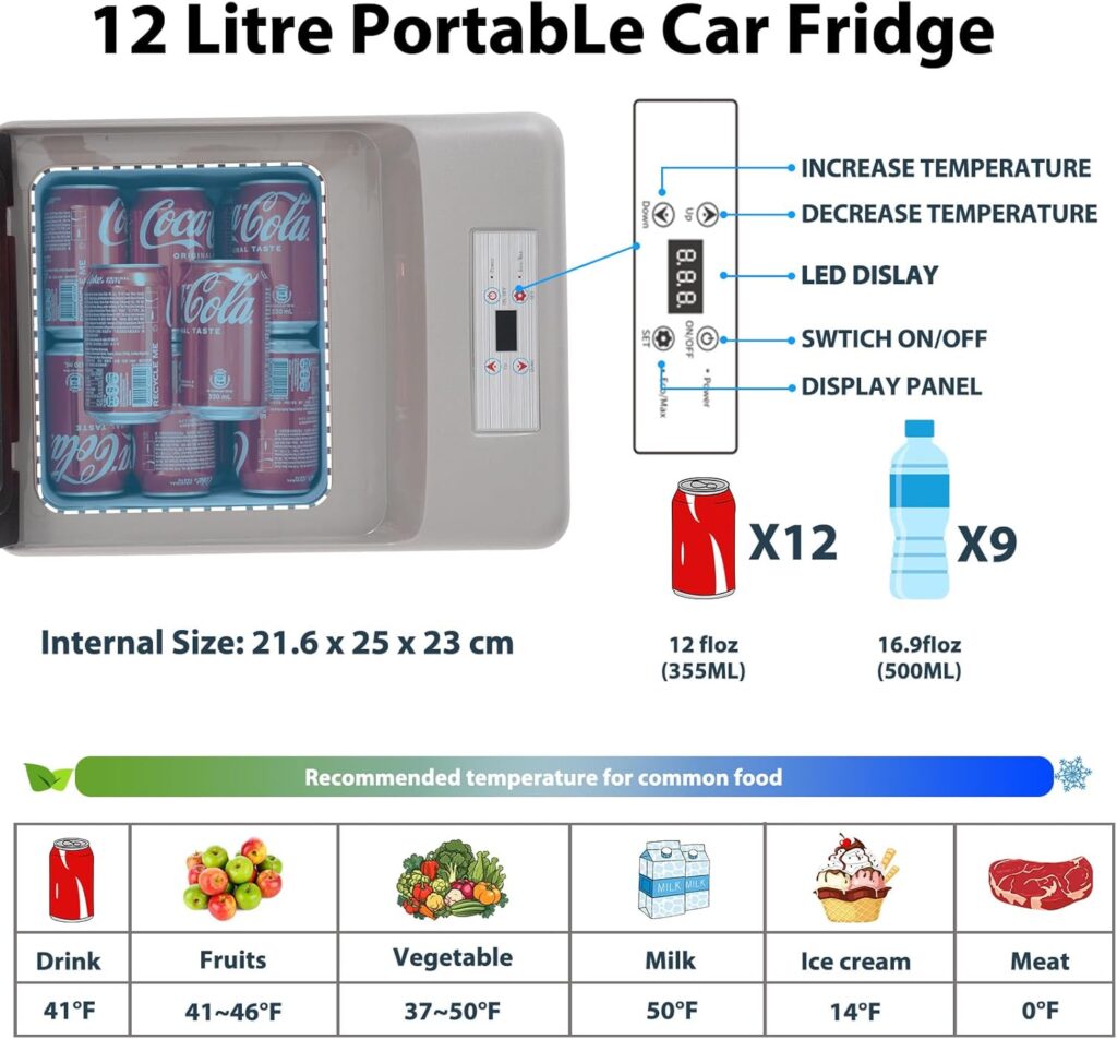 Alpicool C15 15L Compressor Car Fridge Freezer, DC 12v Camping Refrigerator, Portable Mini Cool Box for TruckCampervanRVBoat, -20℃ to 20℃           [Energy Class B]