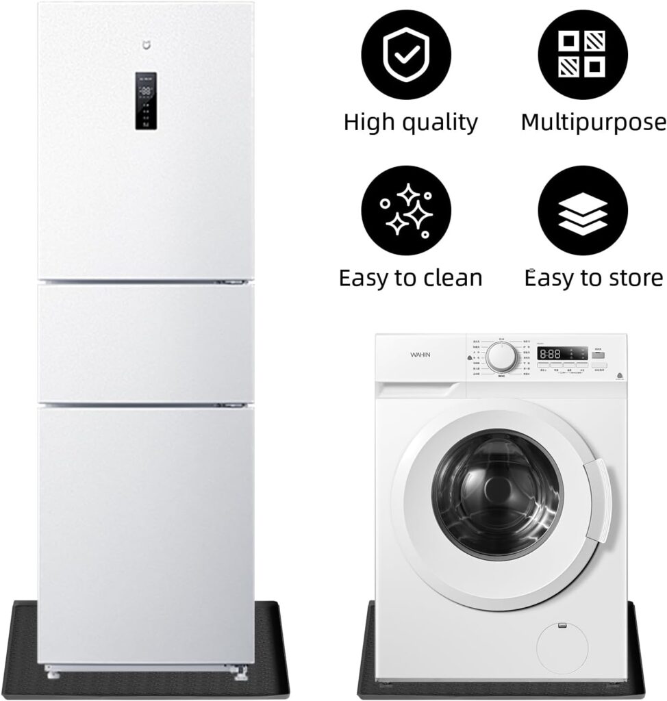 Bafeil Washing Machine Drip Tray - 60×60CM Multifunction Silicone Floor Mat Refrigerator Mats Carpet Protector Mat, Soft Under Refrigerator Floor Protector for Dryer Mini Fridge Wine Cabin           [Energy Class A]