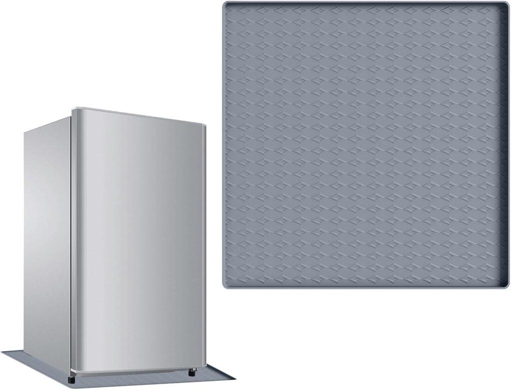 Bafeil Washing Machine Drip Tray - 60×60CM Multifunction Silicone Floor Mat Refrigerator Mats Carpet Protector Mat, Soft Under Refrigerator Floor Protector for Dryer Mini Fridge Wine Cabin           [Energy Class A]