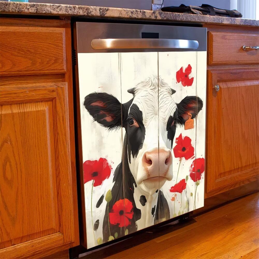 Flower Bee Wallpaper Refrigerator Door Cover Magnet Sticker,Refrigerator Decorative Cover Magnetic Sticker,Fridge Decal Panel Kitchen Decor 23W x 26H inchs