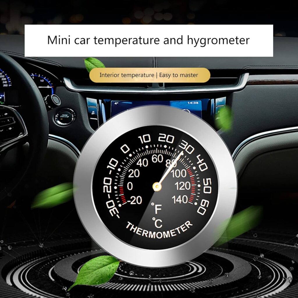 FUXIU Car Temperature/Humidity Detector Meter Tester-Gauge l Type Mechanical Metal Analog Thermometer/Hygrometer