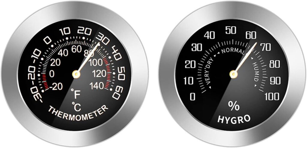 FUXIU Car Temperature/Humidity Detector Meter Tester-Gauge l Type Mechanical Metal Analog Thermometer/Hygrometer