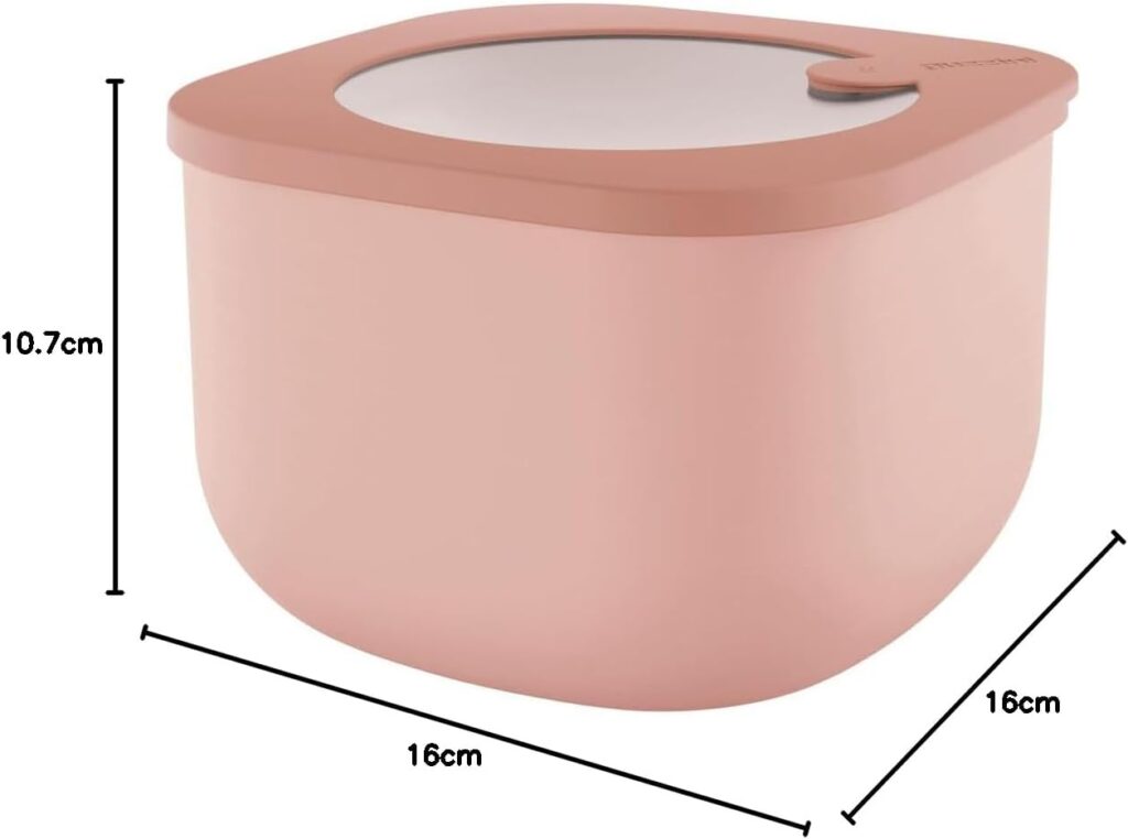 Guzzini - Kitchen Active Design, STOREMORE BIO, Deep Airtight Fridge/Freezer/Microwave Containers (M) - Peach Blossom Pink, 16 x16 x h10,7 cm | 1550cc - 170723251