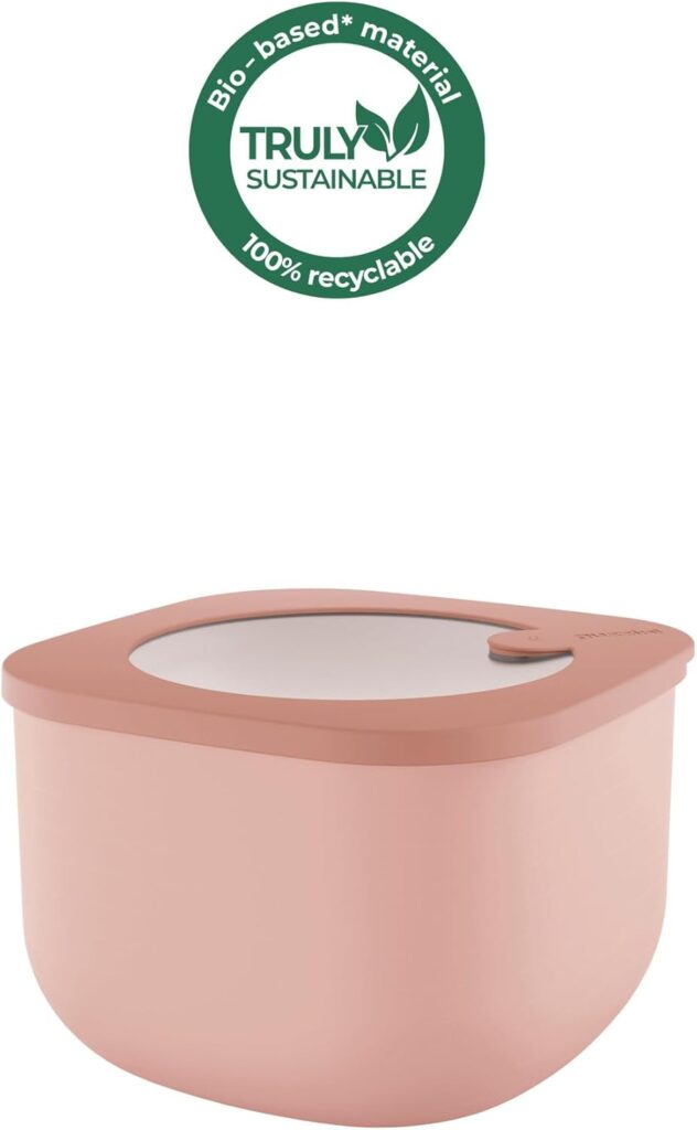 Guzzini - Kitchen Active Design, STOREMORE BIO, Deep Airtight Fridge/Freezer/Microwave Containers (M) - Peach Blossom Pink, 16 x16 x h10,7 cm | 1550cc - 170723251