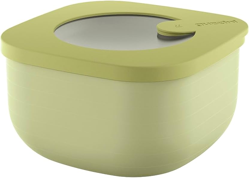 Guzzini - Kitchen Active Design, STOREMORE BIO, Shallow Airtight Fridge/Freezer/Microwave Containers (S) - Avocado Green, 12,2 x 12,2 x h6,8 cm | 450cc - 170719253