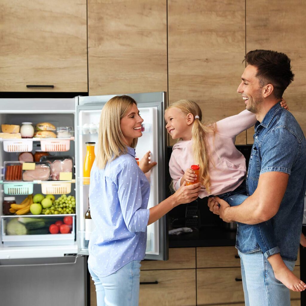Joejis Set of 4 Fridge Organizer Rack Inserts, Plastic Fridge Storage Containers, Retractable Fridge Organisers (Blue, White, Pink, Beige)
