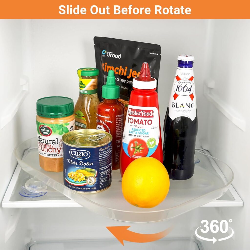 Lazy Susan Turntable Cupboard Organiser, 360° Rotatable Spice Rack Fridge, 15.67 in * 11.73 in Turntable Organizer for Refrigerator Lazy Susan for Cabinet, Table, Pantry, Kitchen, Countertop