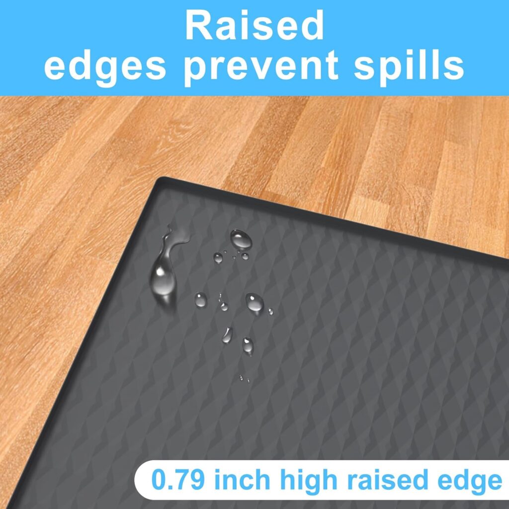 Mini Fridge Silicone Mat 60x60cm Under Refrigerator Floor Protector Mat with 0.8 Inch Raised Edges Washing Machine Drip Tray Freezer Mat Pads Carpet Drip Pan for Dryer Wine Cabinet Coffee Machine