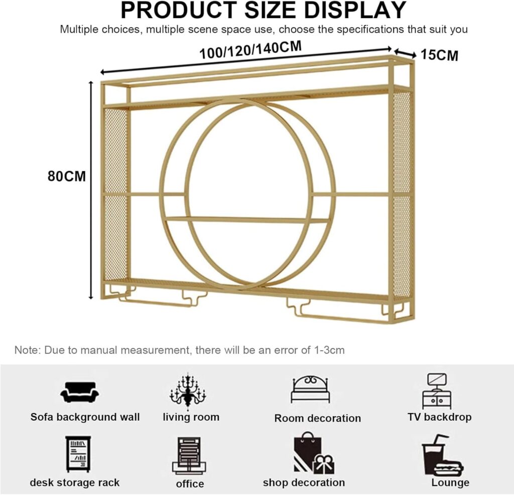 NGAMITSX Glass Rack，Pint Holders for Bar Shelf Under Racks Free Standing Black Lining Bottle Holder All Fridge Globe Whiskey Cabinet Corner Unit with Liquor Drinks(Size:100 * 15 * 80cm,Color:Black)