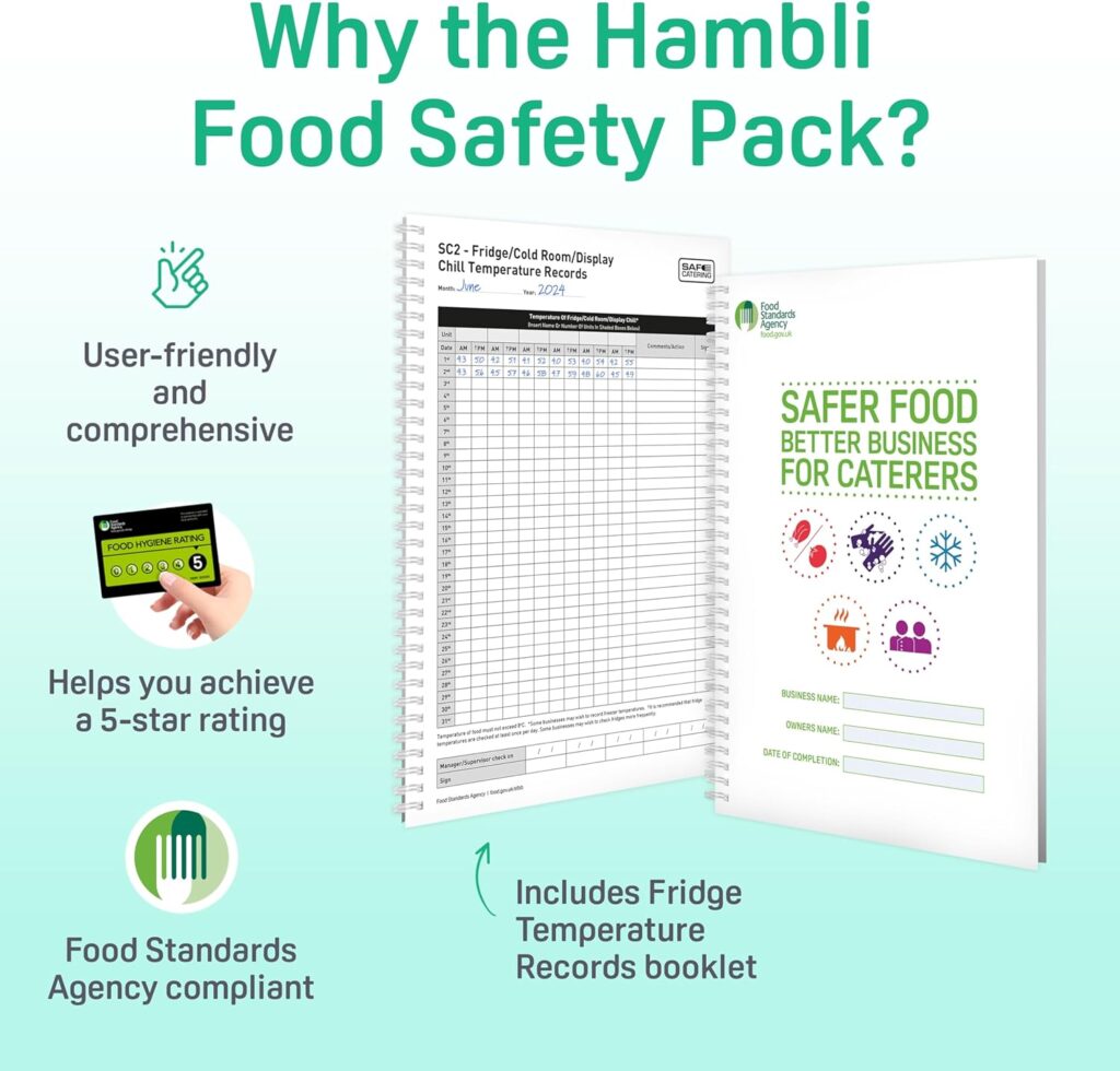 Safer Food Better Business 2025, Food Safety Book for Caterers, 13 Month Diary, Fridge Temperature Records, Allergen Labels  Posters - SFBB Food Safety Pack for Restaurants, Takeaways, Pubs, Cafes