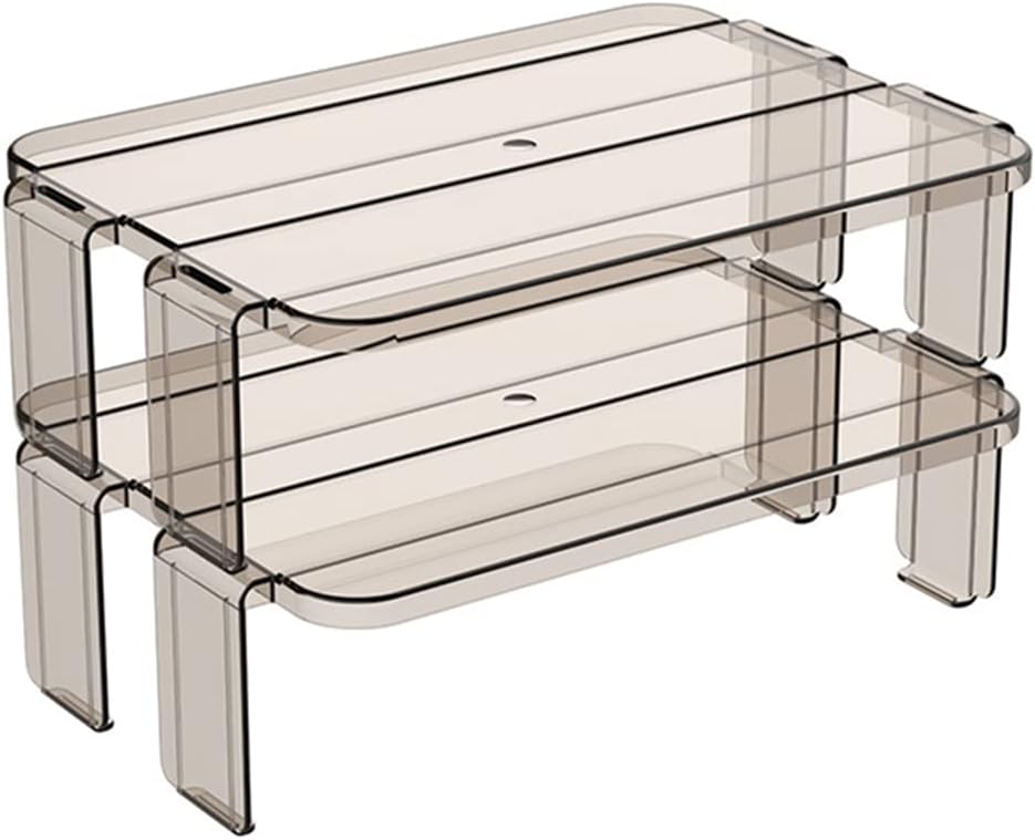 Swetopq 2pcs Refrigerator Stackable Fridge Rack Clear Kitchen Cabinet