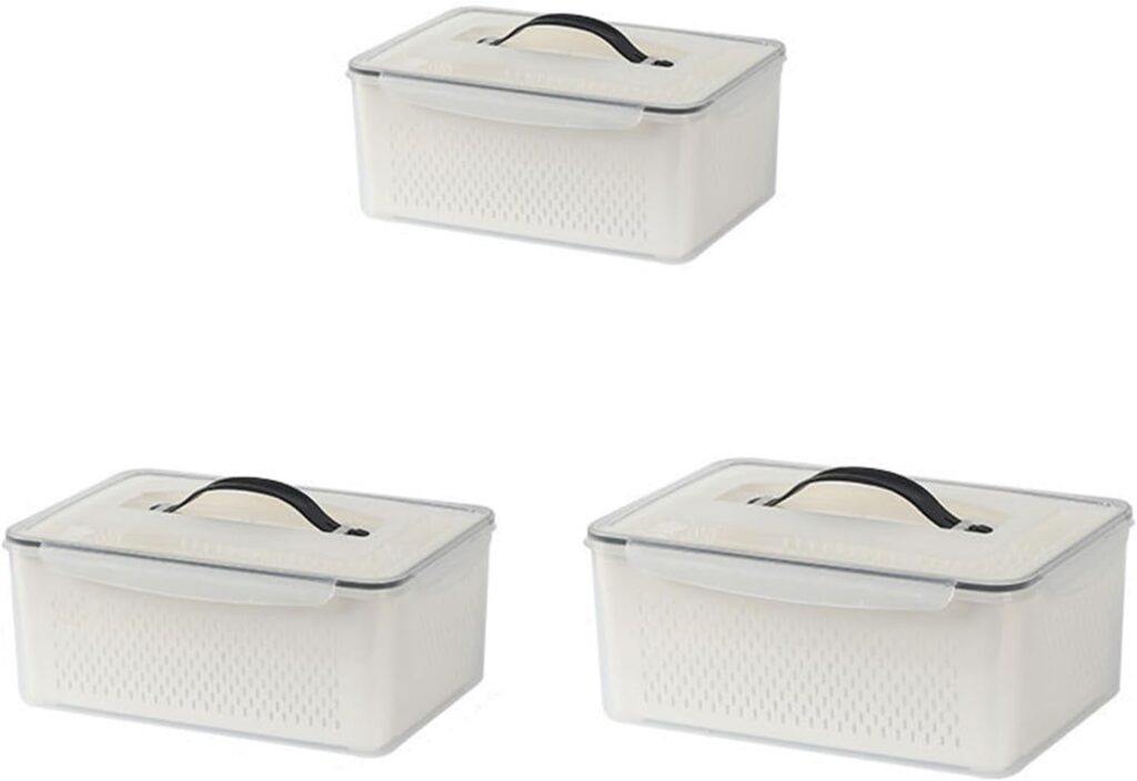 Swetopq Convenient Storage Box with Drain Basket Sealed Refrigerator Crisper Vegetable and Fruit Container Kitchen